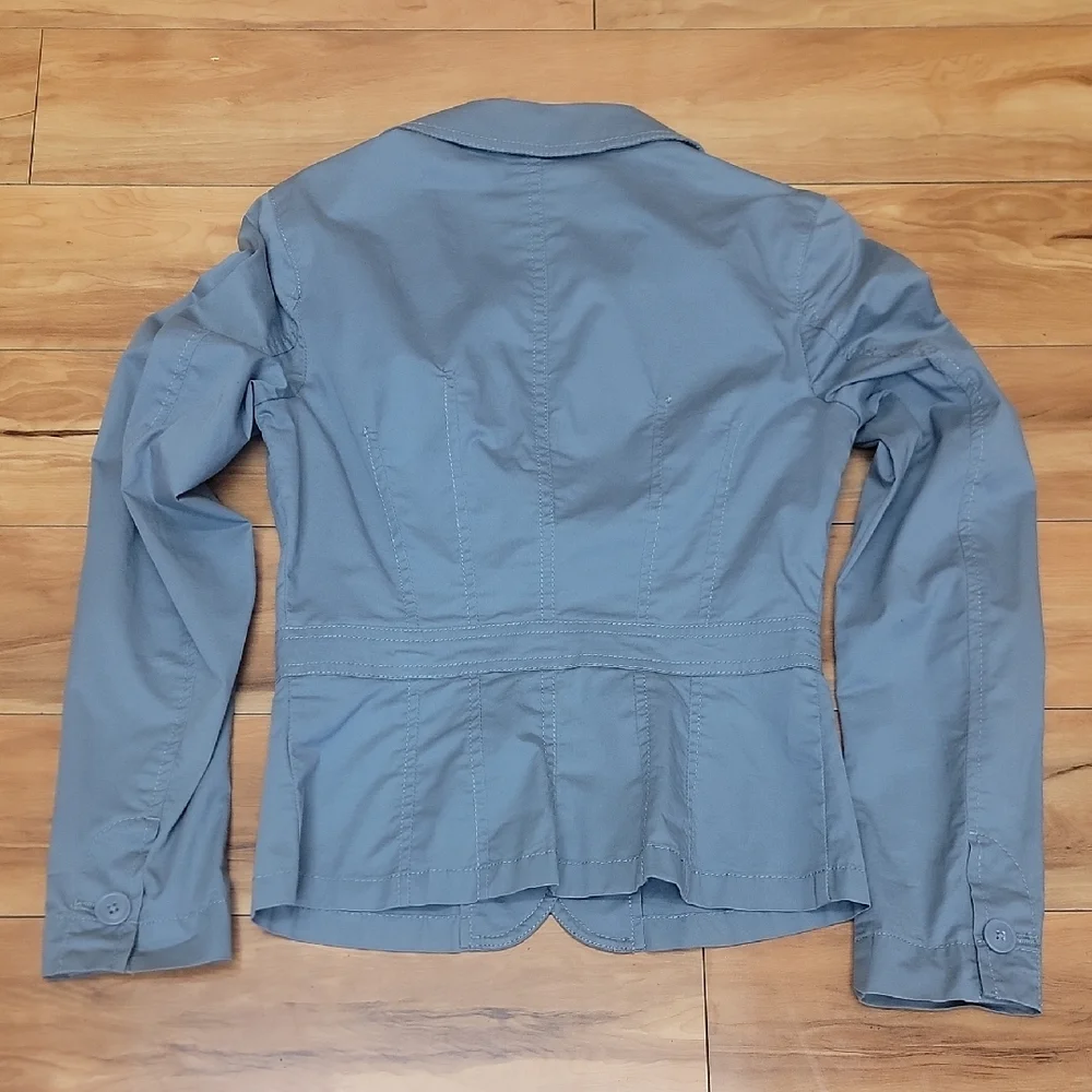 Halogen Size XS Slate Blue Lightweight Layering Suit Style Button Up Jacket